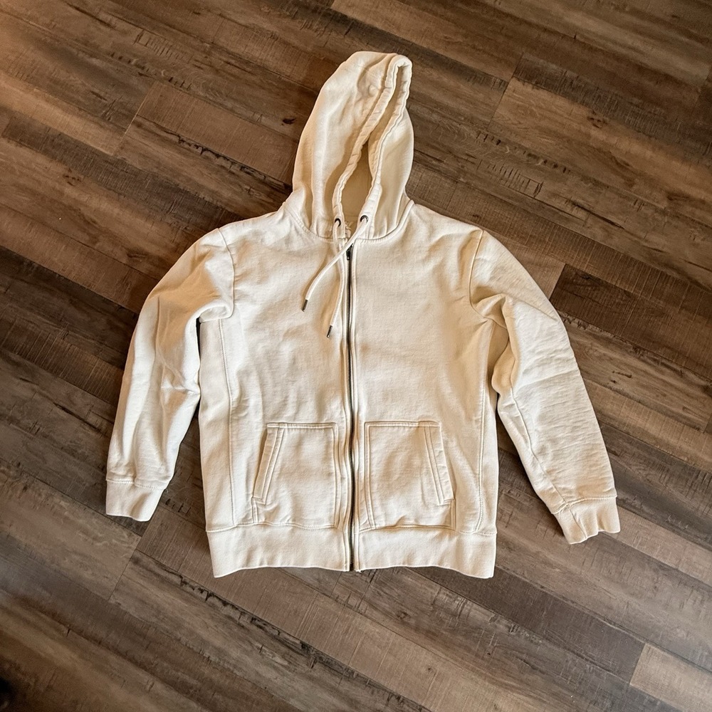 Original Favorites Cream Natural Heavyweight Organic Brushed Zip Up Sweatshirt M
